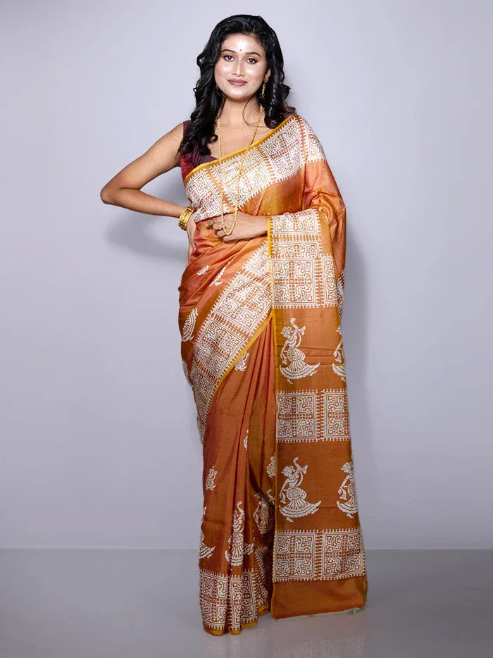 Par Anchal Buti Printed Bishnupuri Katan Silk Saree