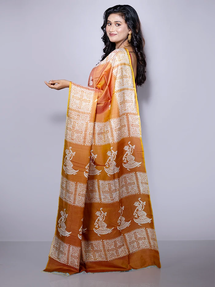 Par Anchal Buti Printed Bishnupuri Katan Silk Saree