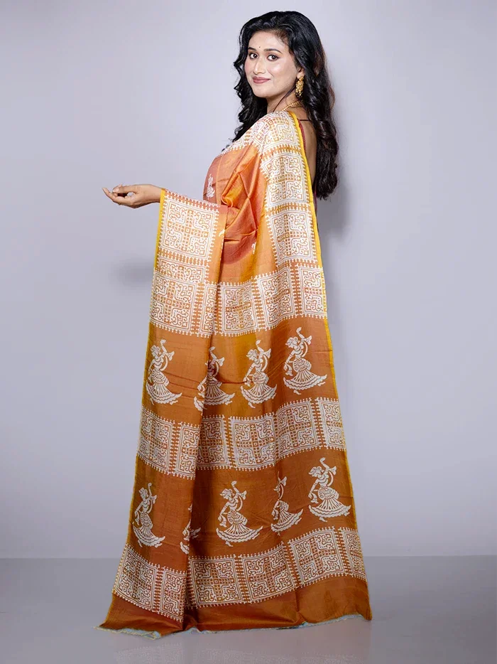 Par Anchal Buti Printed Bishnupuri Katan Silk Saree