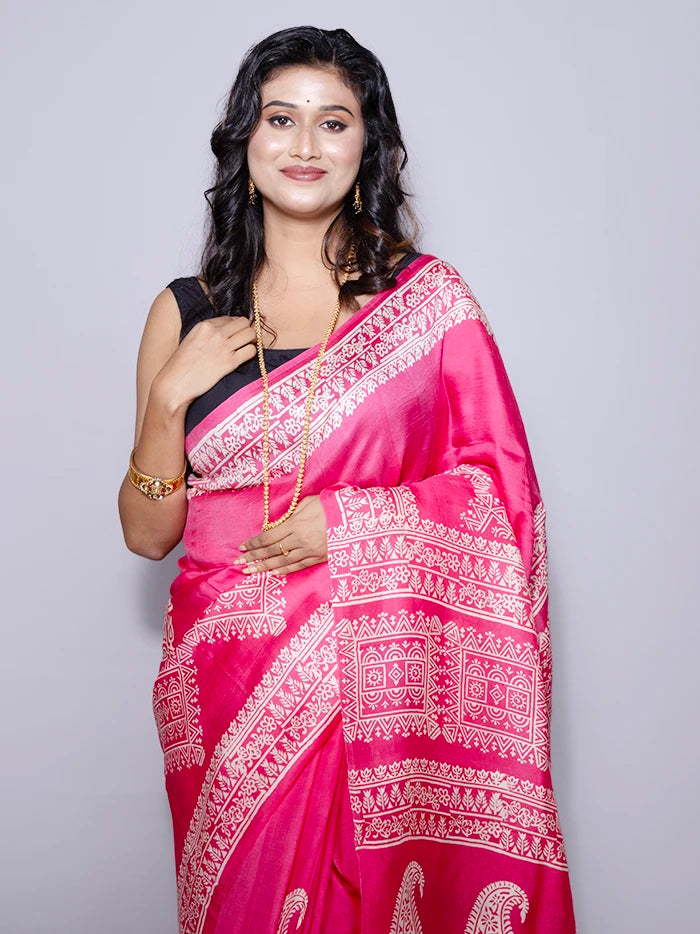 Par Anchal Printed Bishnupuri Katan Silk Saree