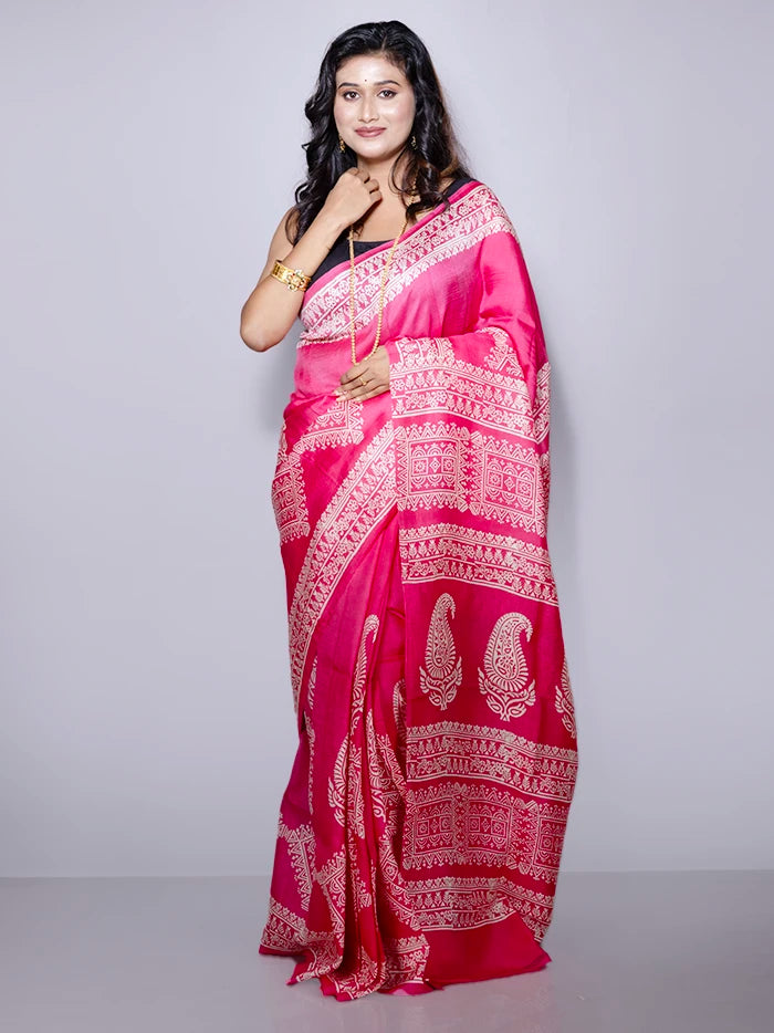 Par Anchal Printed Bishnupuri Katan Silk Saree