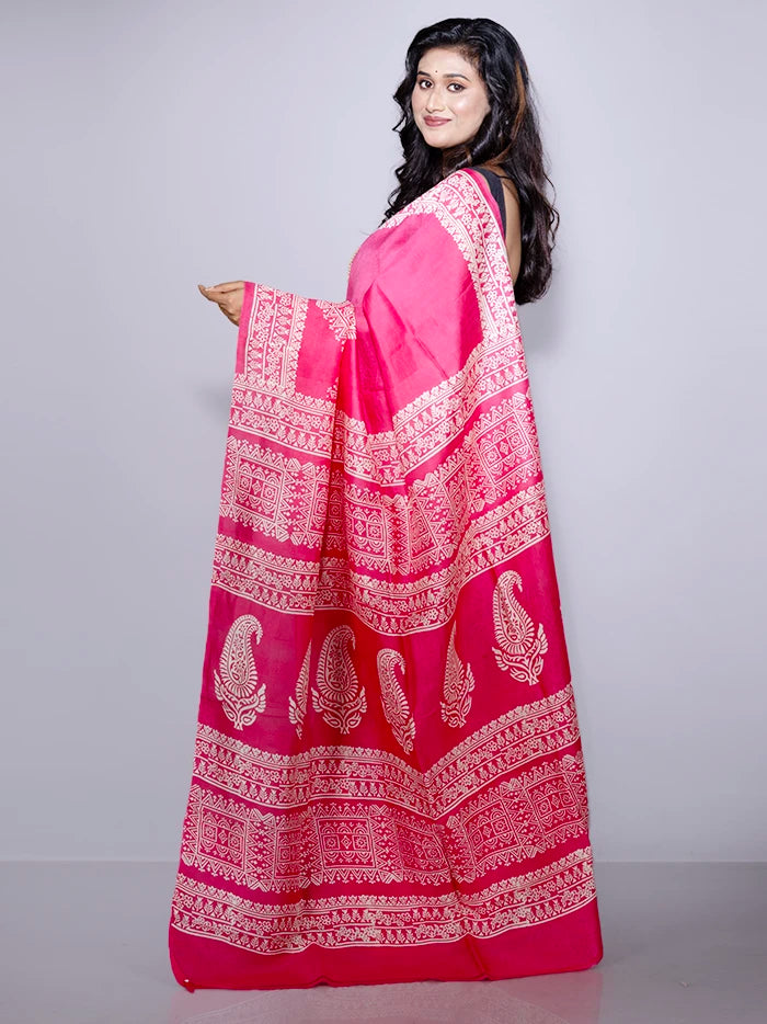 Par Anchal Printed Bishnupuri Katan Silk Saree
