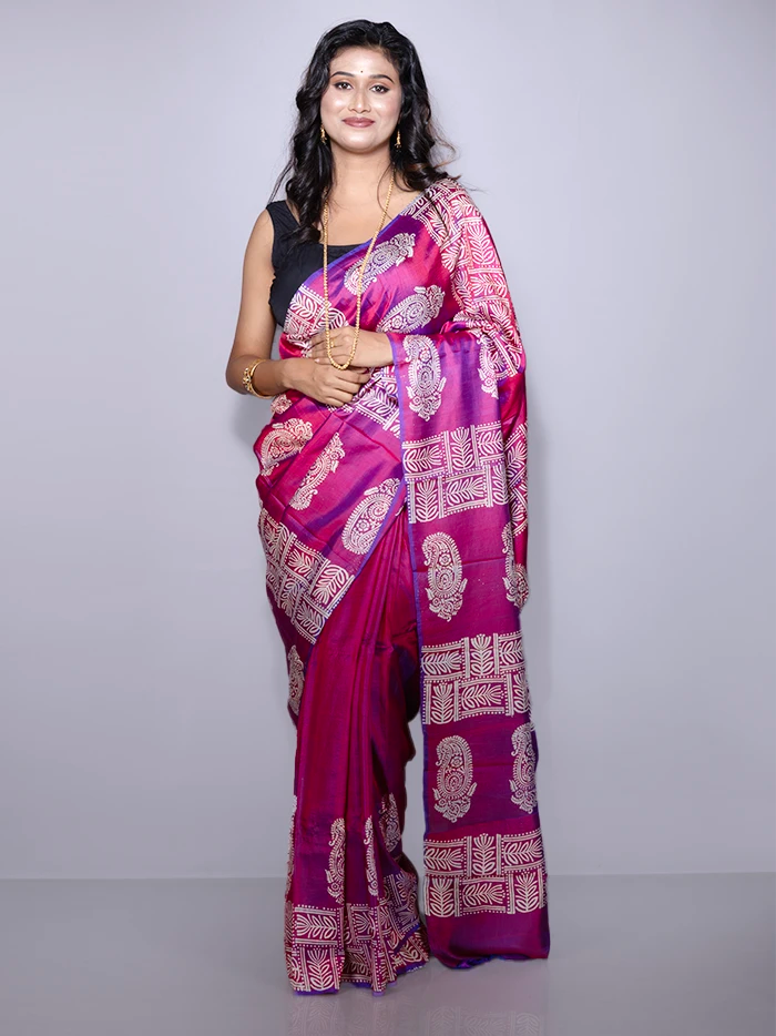Par Anchal Printed Bishnupuri Katan Silk Saree