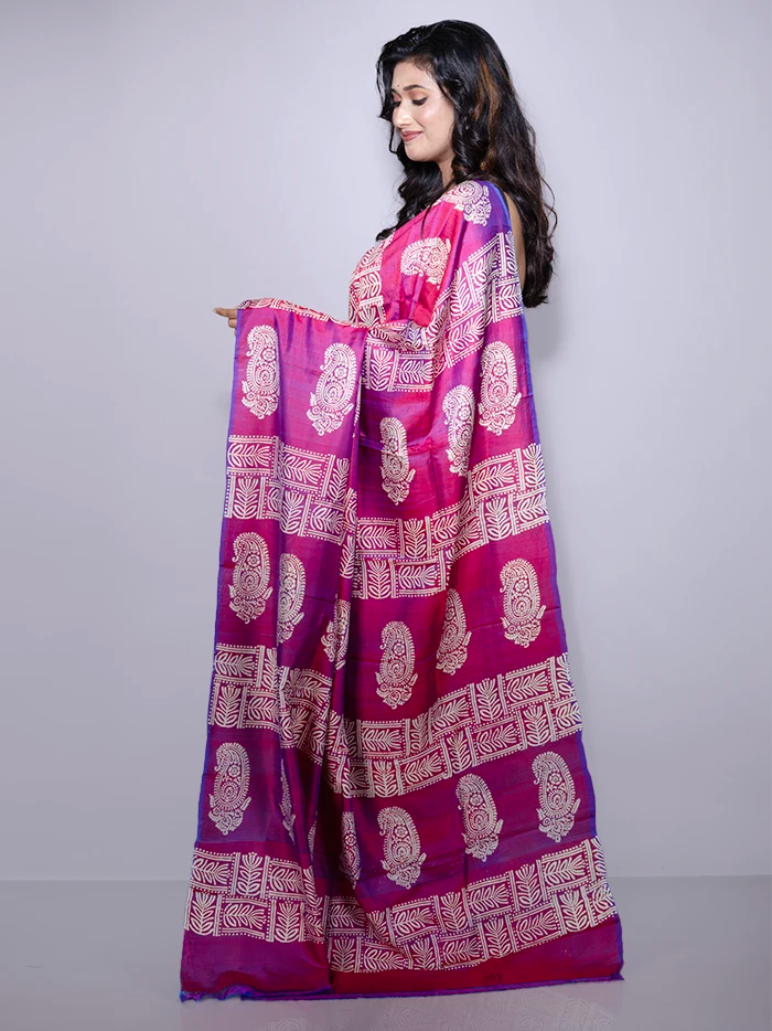 Par Anchal Printed Bishnupuri Katan Silk Saree