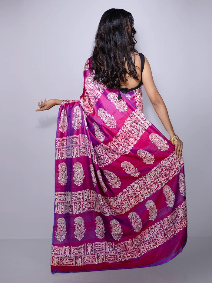 Par Anchal Printed Bishnupuri Katan Silk Saree
