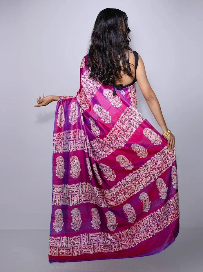 Par Anchal Printed Bishnupuri Katan Silk Saree