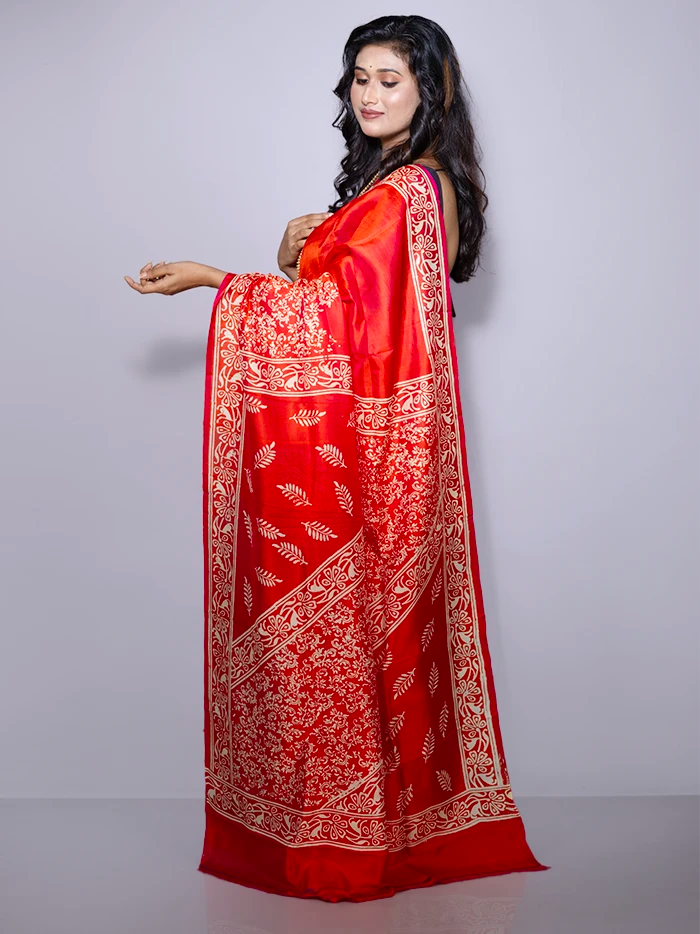 Par Anchal Printed Bishnupuri Katan Silk Saree