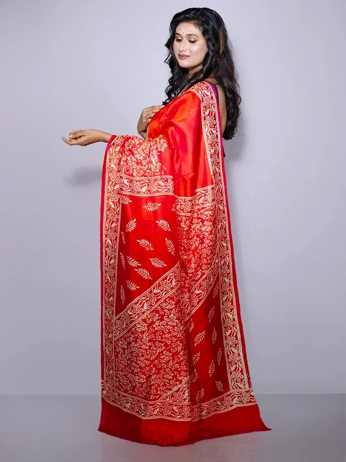 Par Anchal Printed Bishnupuri Katan Silk Saree - WeaversIndia