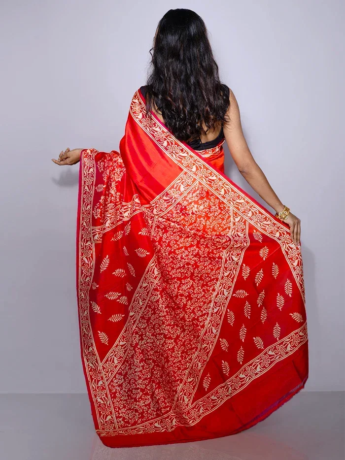 Par Anchal Printed Bishnupuri Katan Silk Saree - WeaversIndia