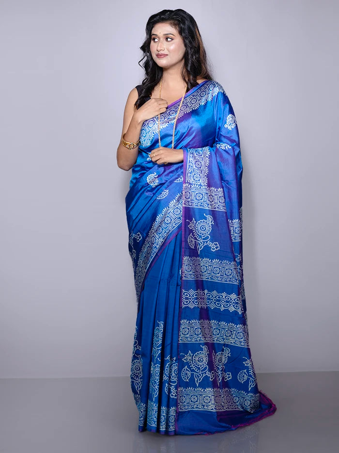 Par Anchal Buti Printed Bishnupuri Katan Silk Saree