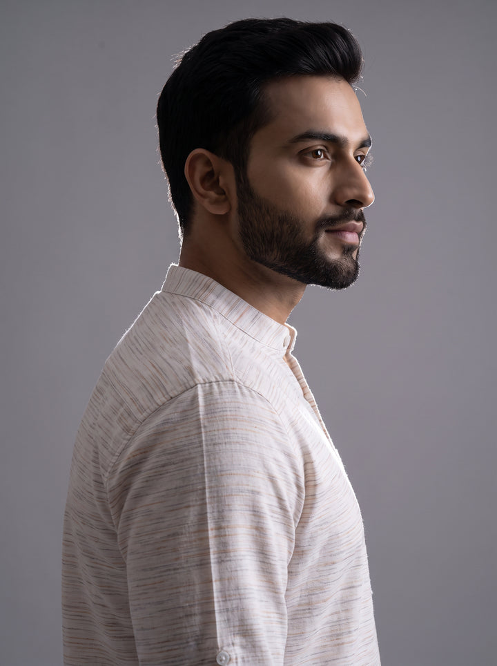 Off White Springs Organic Cotton Men Short Kurta