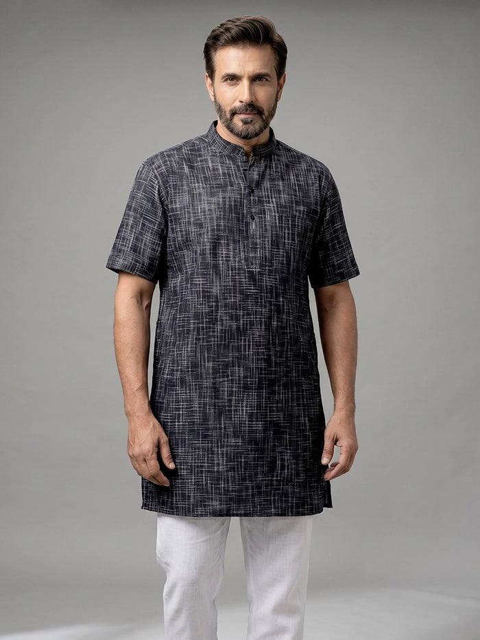 Black Springs Handwoven Organic Cotton Men Kurta