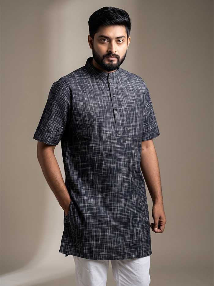 Black Springs Handwoven Organic Cotton Men Kurta