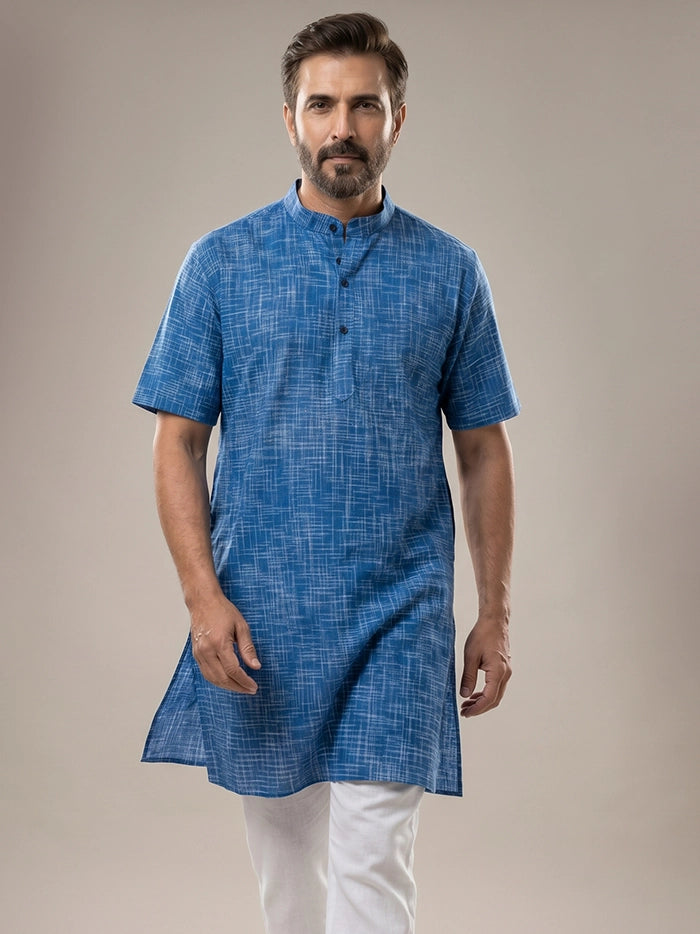 Blue Springs Organic Cotton Half Sleeves Men Kurta