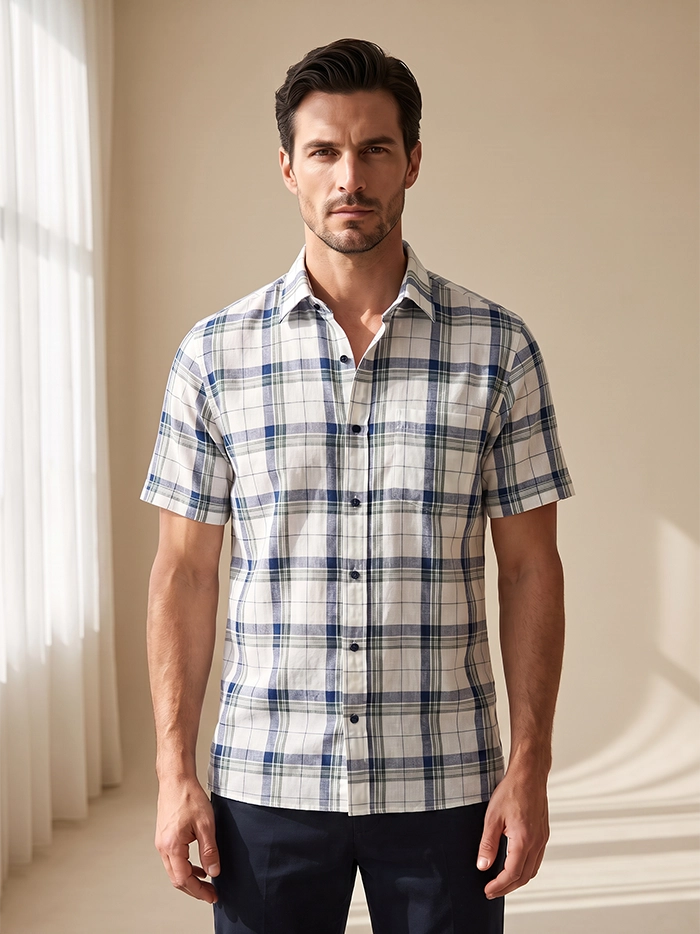 Box Checks Handwoven Organic Cotton Men Shirt