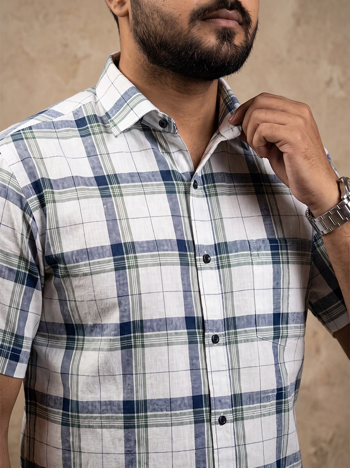 Box Checks Handwoven Organic Cotton Men Shirt