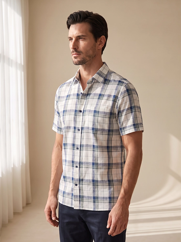 Box Checks Handwoven Organic Cotton Men Shirt