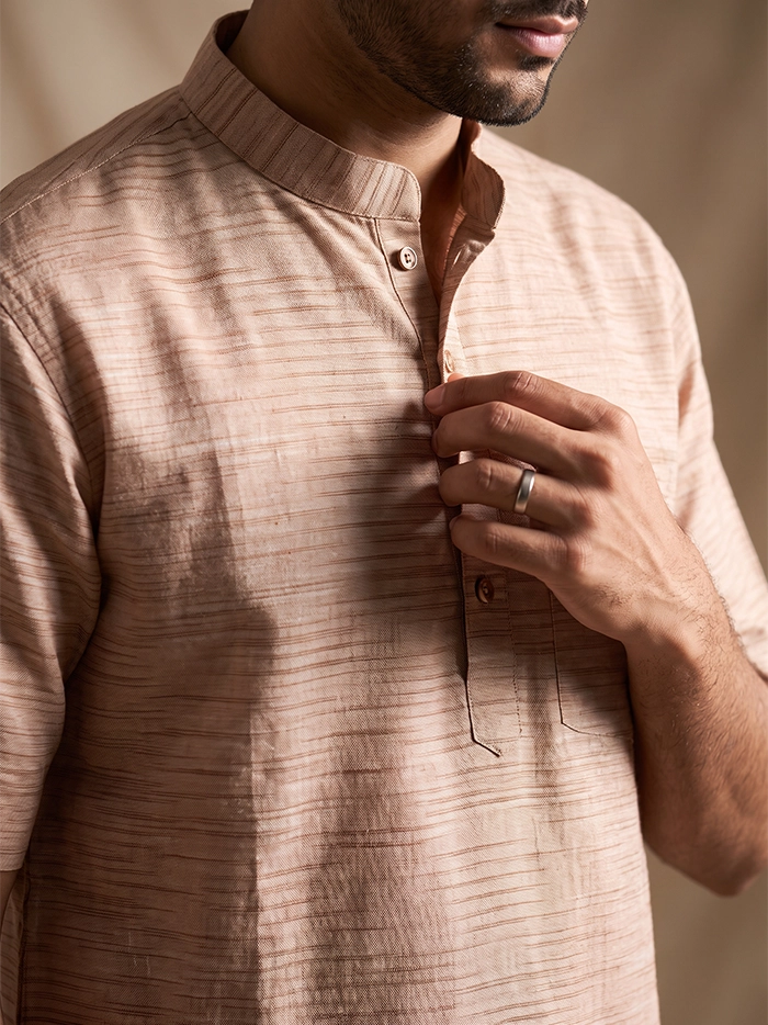 Brown Springs Handwoven Organic Cotton Men Kurta