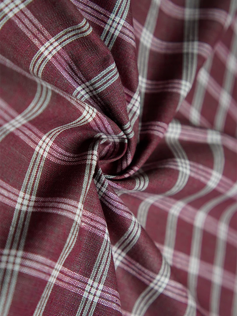 Maroon Checks Handwoven Organic Cotton Fabric 44 Inch Width