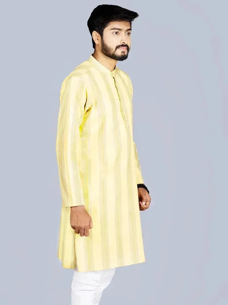 Handwoven Striped Men Khadi Cotton Kurta