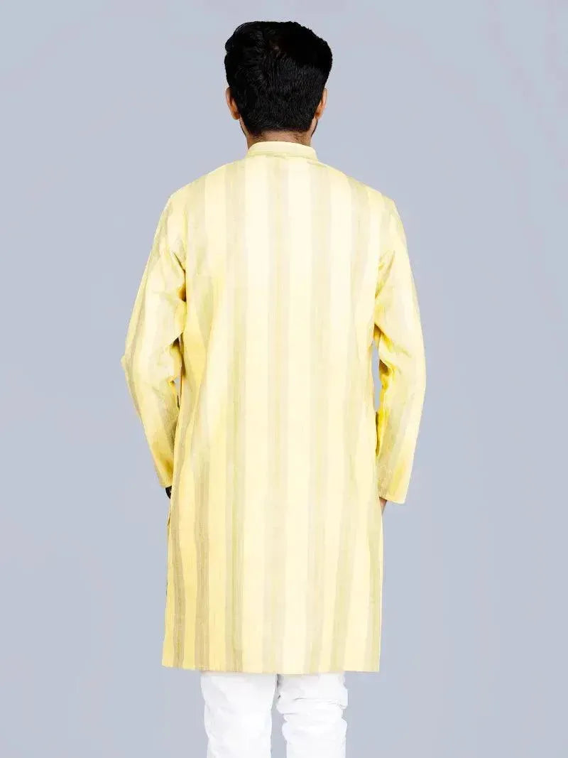 Handwoven Striped Men Khadi Cotton Kurta