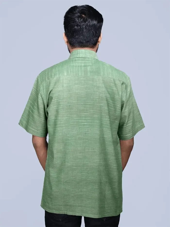 Green Springs Handwoven Cotton Men Shirt - WeaversIndia