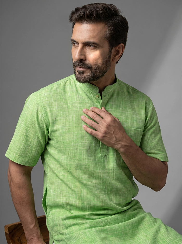 Green Springs Organic Cotton Half Sleeves Men Kurta