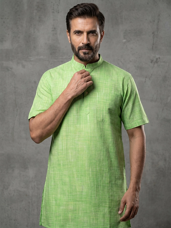 Green Springs Organic Cotton Half Sleeves Men Kurta