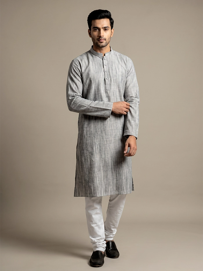 Grey Springs Organic Cotton Full Sleeves Men Kurta