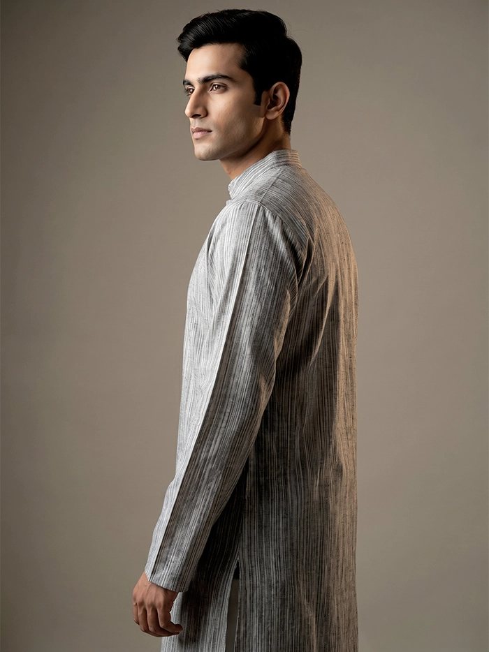 Grey Springs Organic Cotton Full Sleeves Men Kurta