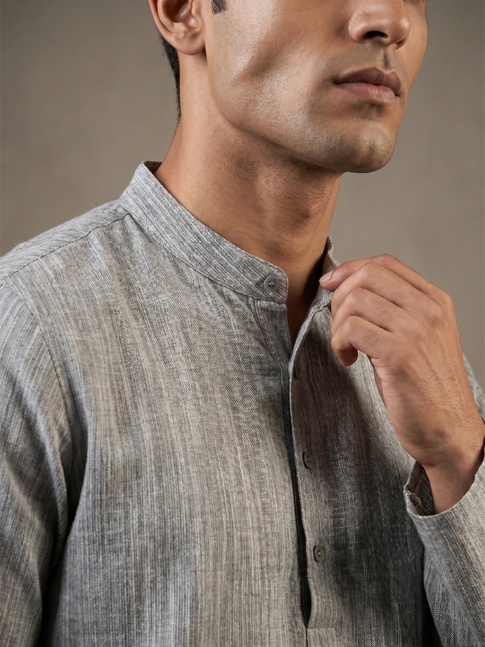 Grey Springs Organic Cotton Full Sleeves Men Kurta