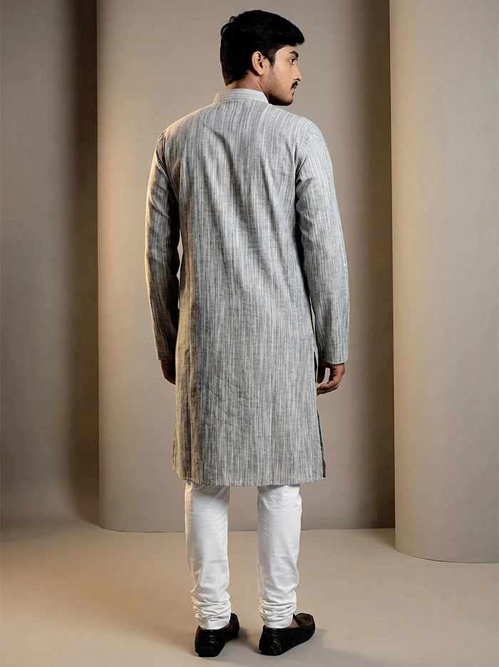 Grey Springs Organic Cotton Full Sleeves Men Kurta