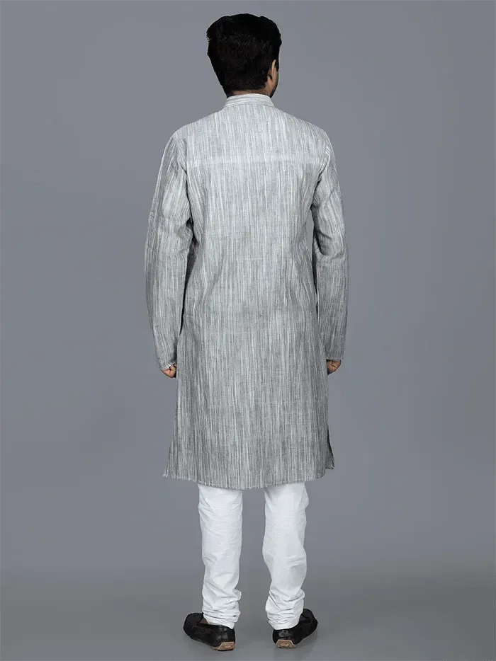 Handwoven Hand Spun Springs Men Kurta - WeaversIndia