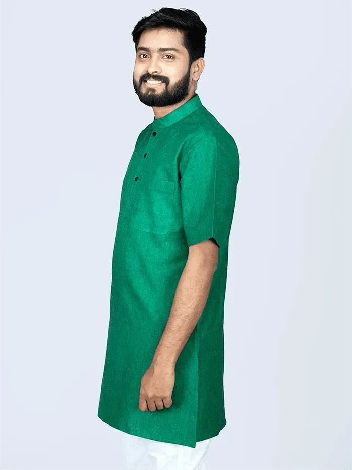 Duel Tone Handwoven Organic Cotton Men Kurta