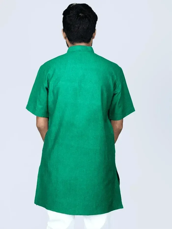 Duel Tone Handwoven Organic Cotton Men Kurta - WeaversIndia