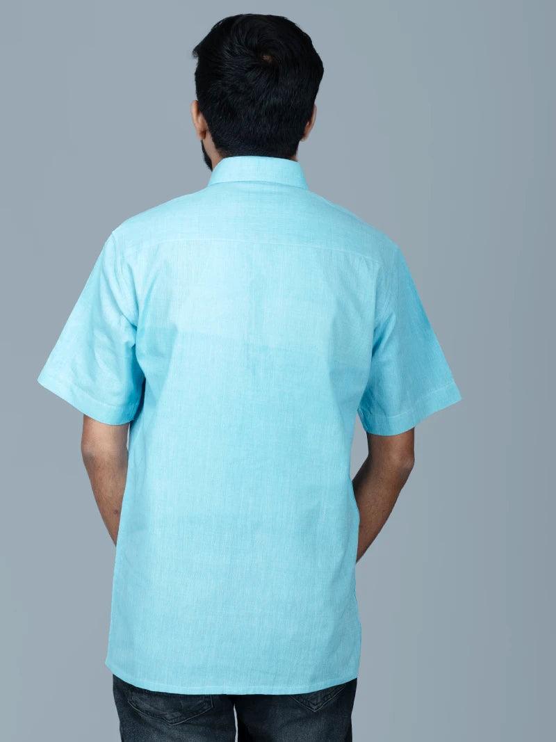 Sky Blue Handwoven Organic Cotton Formal Men Shirt