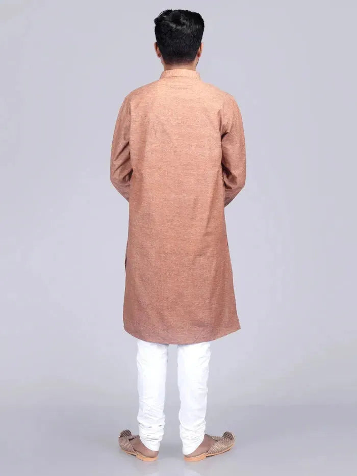 Brown Hanawoven Organic Cotton Men Kurta