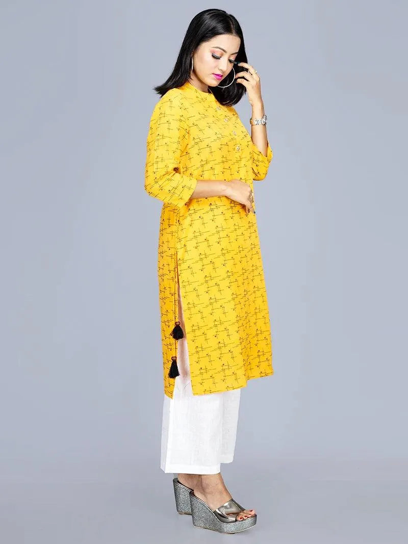 Handwoven Cotton Printed Long Kurta - WeaversIndia