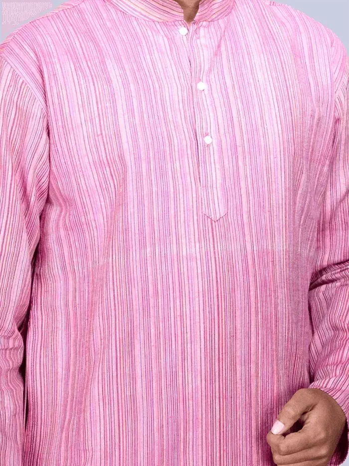 Handwoven Cotton Striped Short Length Men Kurta