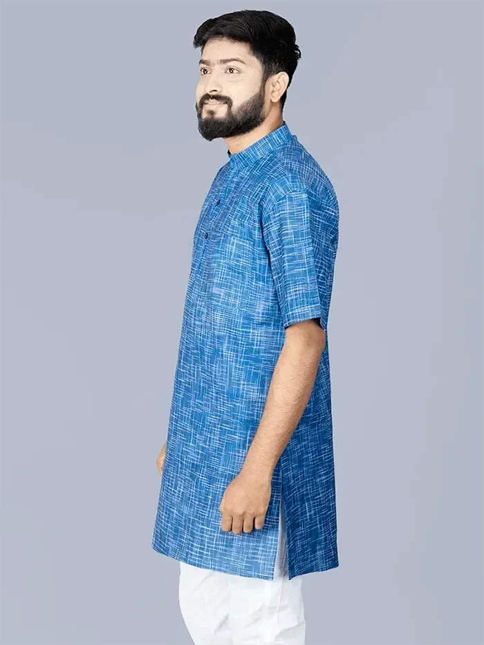 Blue Springs Handwoven Organic Cotton Men Kurta - WeaversIndia