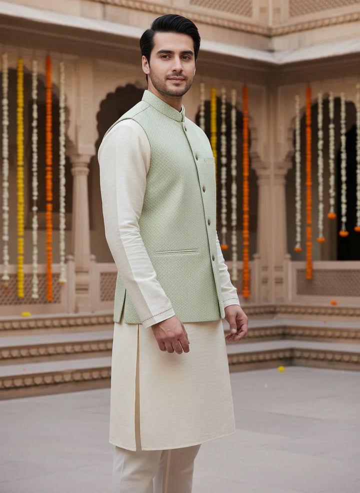 Green Earth Printed Poly Cotton Modi Jacket - WeaversIndia
