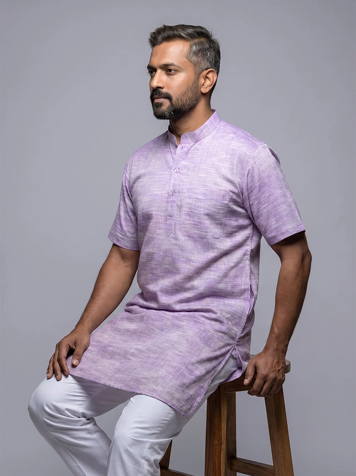 Lavender Springs Organic Cotton Half Sleeves Men Kurta
