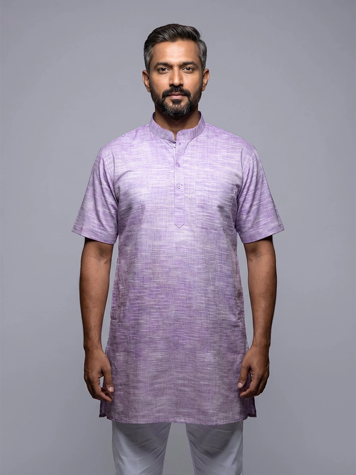 Lavender Springs Organic Cotton Half Sleeves Men Kurta