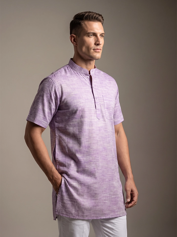 Lavender Springs Organic Cotton Half Sleeves Men Kurta