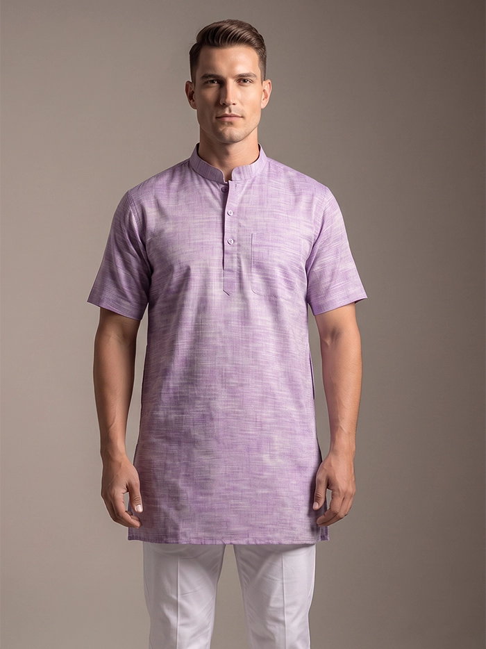Lavender Springs Organic Cotton Half Sleeves Men Kurta