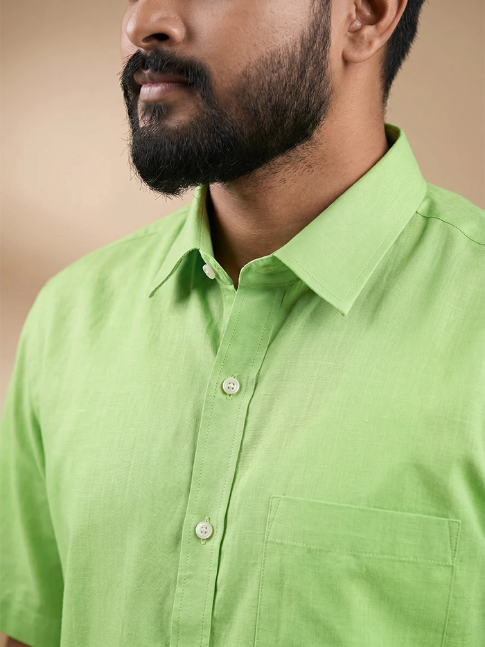 Light Green Handwoven Organic Cotton Formal Men Shirt