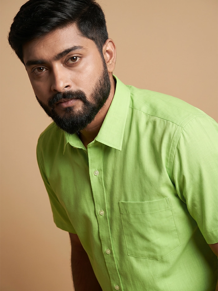 Light Green Handwoven Organic Cotton Formal Men Shirt