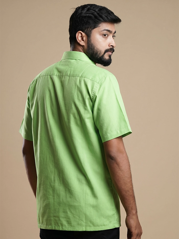 Light Green Handwoven Organic Cotton Formal Men Shirt
