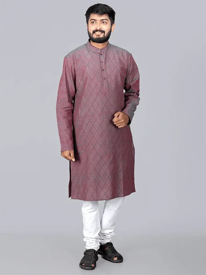 Handwoven Organic Cotton Pintuck Men kurta