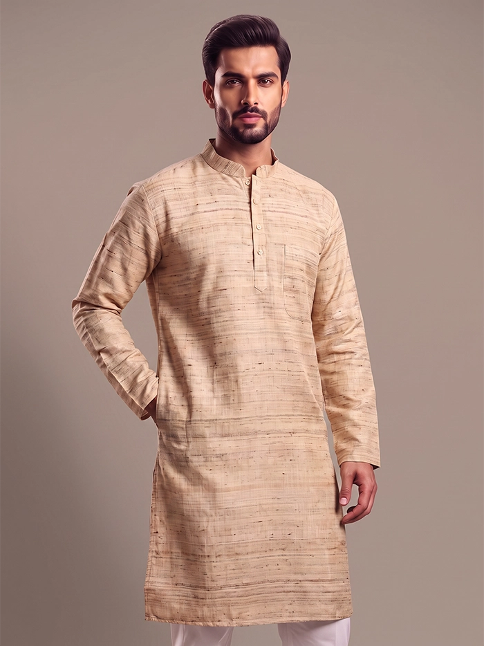 Medium Length Ketya Matka Silk Men Kurta